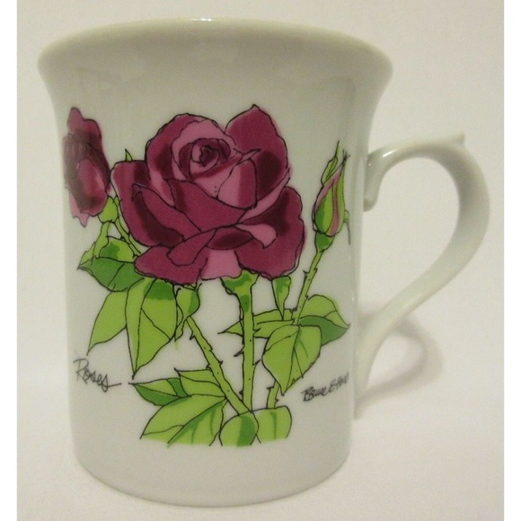 Vintage GHC Purple Roses Coffee Mug Cup Bruce E Hart Art Ceramic Japan Country - Picture 1 of 6